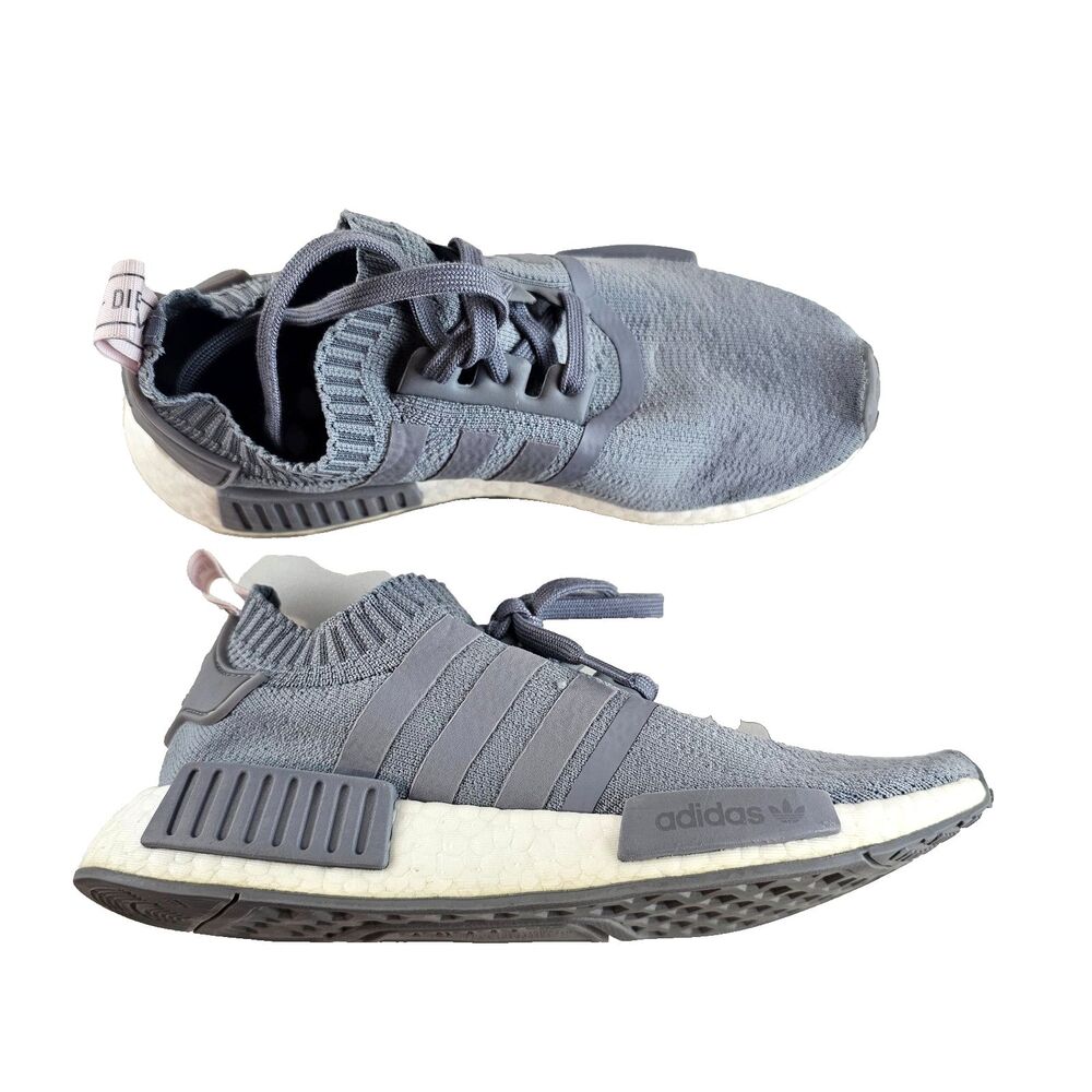 Adidas NMD R1 Primeknit Shoes Mens 7 Gray Pink Boost Running Sneaker CQ2041